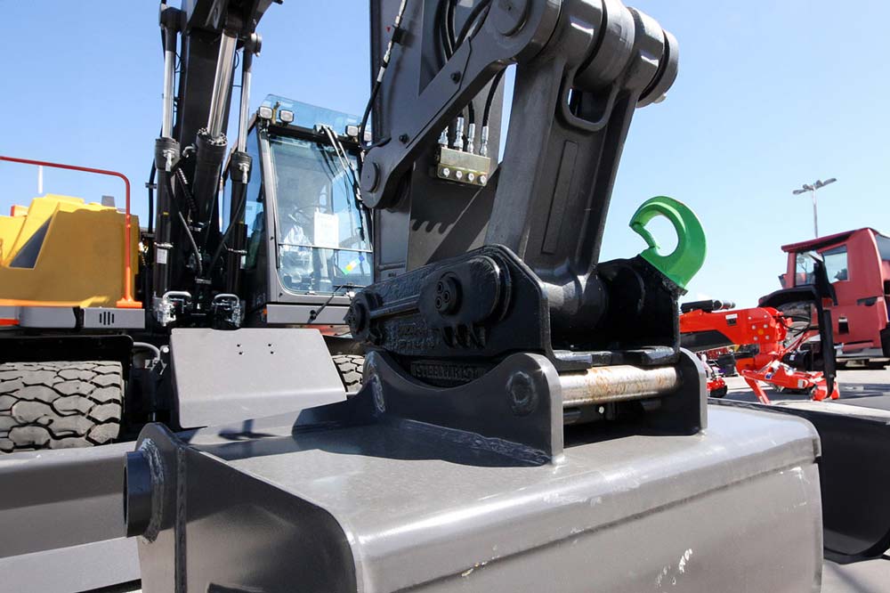 Excavator parked in a machine park